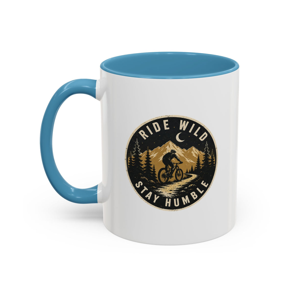 Milo Bailey Dog Dad Mom Ride Wild Stay Humble Accent Coffee Mug — Mountain Biking Adventure Travel Gift