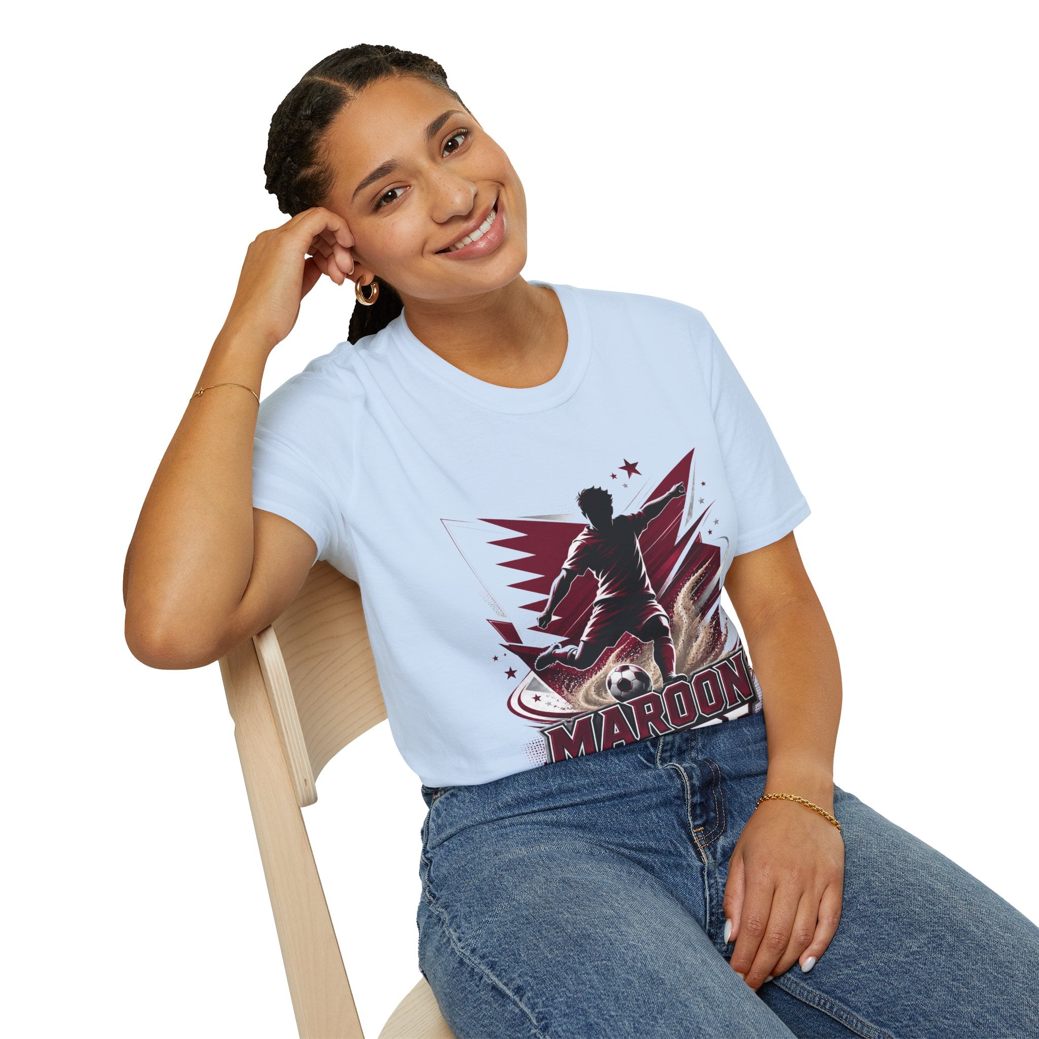 Qatar Maroon Pride Soccer T-Shirt — Silhouette Player Graphic Tee