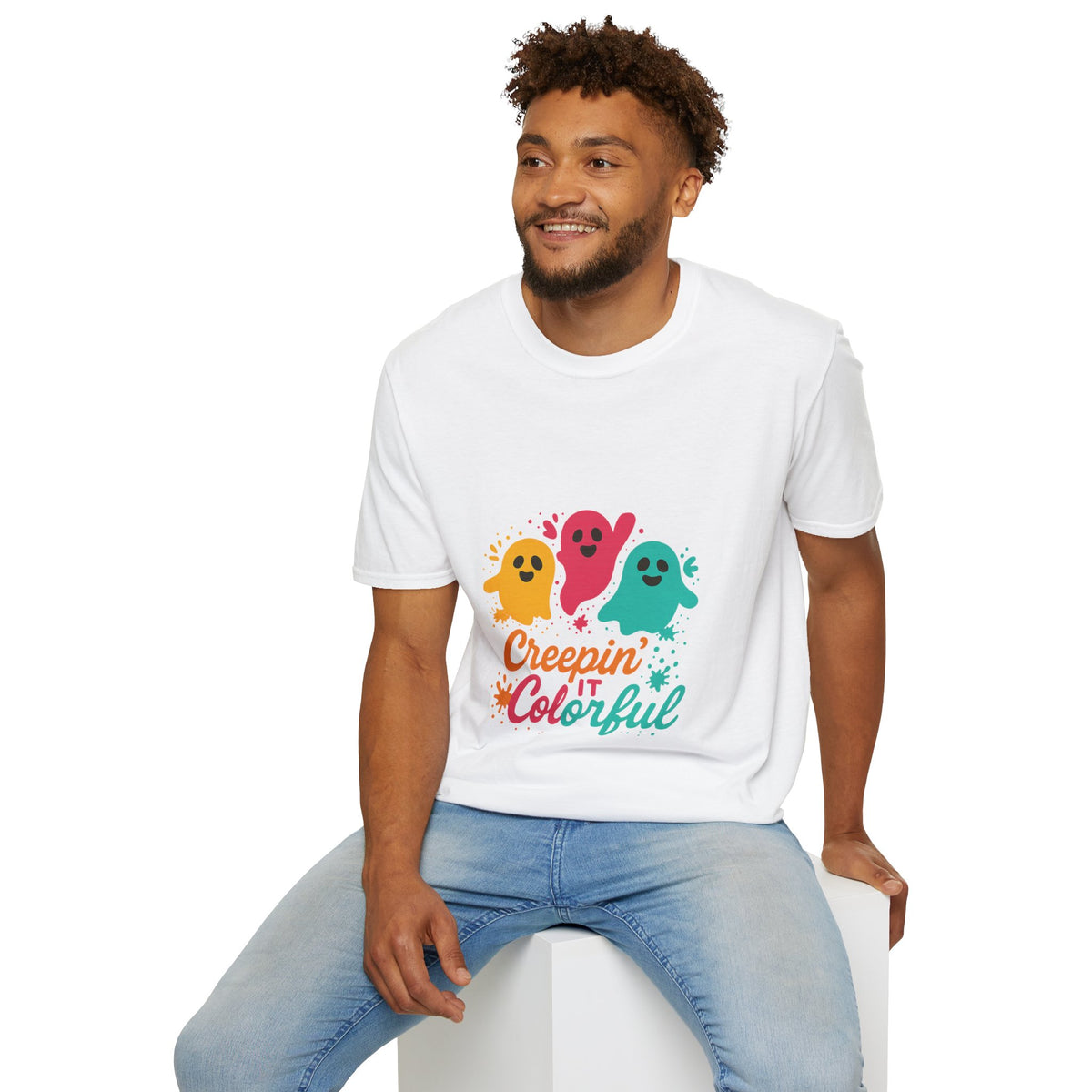 Colorful Creepin' Ghosts Tee — Cute Halloween Shirt - Trending Now - October 2026