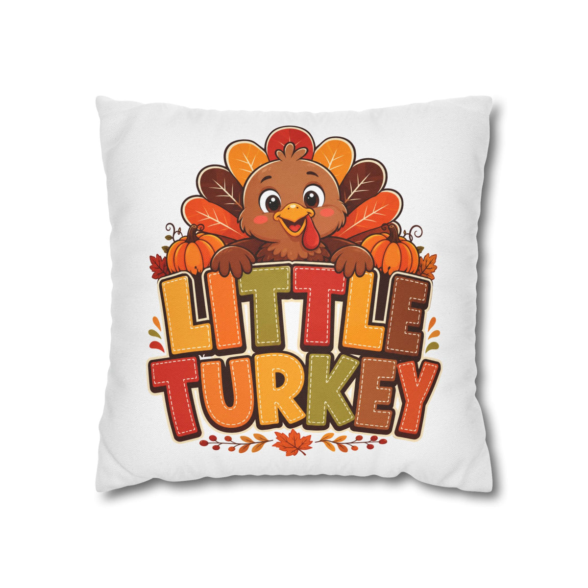 Thanksgiving Little Turkey Throw Pillowcase — Cute Thanksgiving Kids Pillow