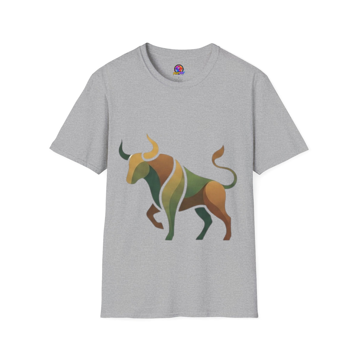 Bull Graphic T-Shirt — Earth Tone Geometric Taurus Design