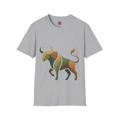 Bull Graphic T-Shirt — Earth Tone Geometric Taurus Design