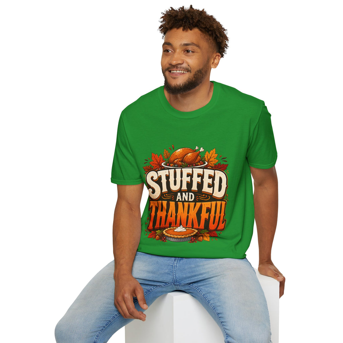 Thanksgiving T-Shirt — "Stuffed and Thankful" Turkey Design