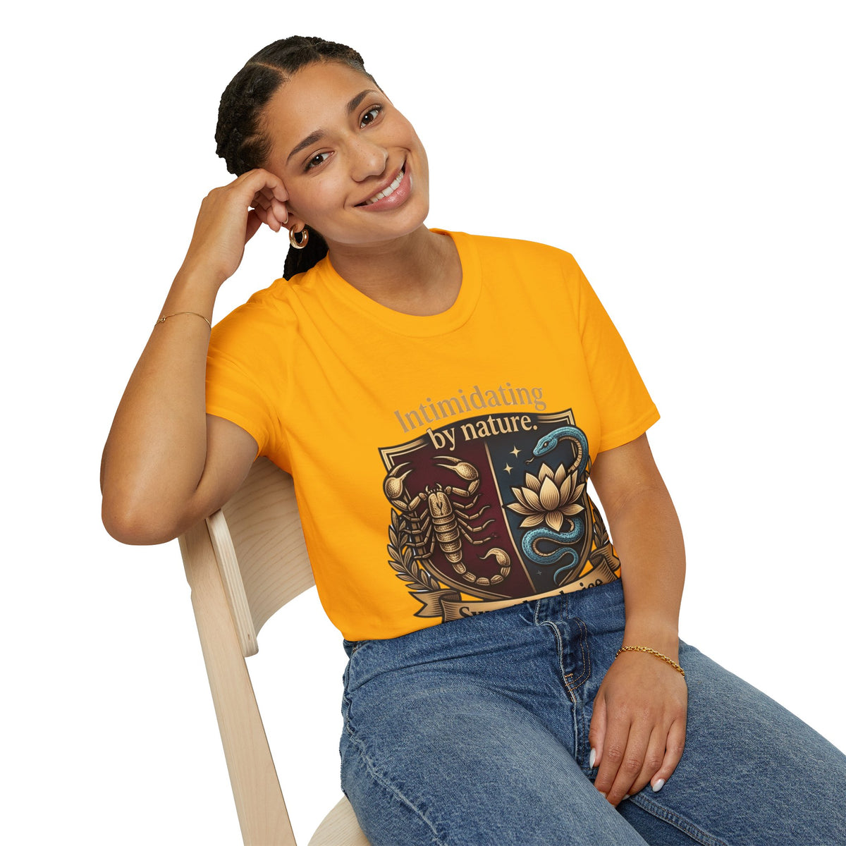 Intimidating by Nature T-Shirt — Scorpion & Snake Badge Design