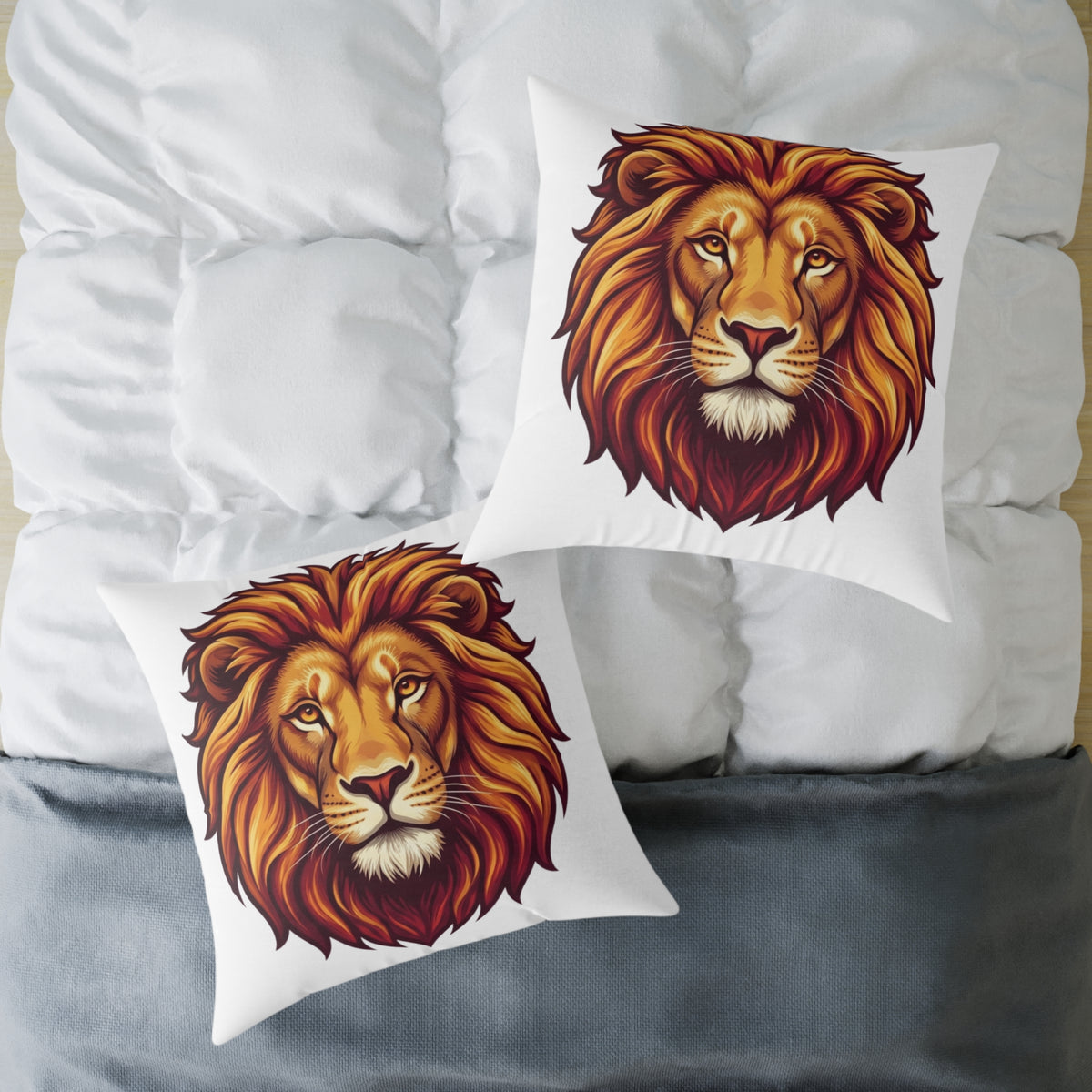 Leo Zodiac Lion Head Astrological Square Poly Canvas Pillow