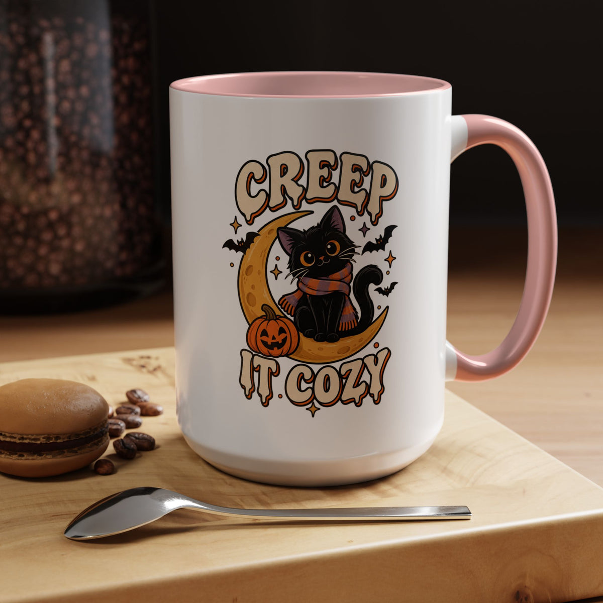 Creepy It Cozy Black Cat Halloween Accent Coffee Mug (11/15oz)