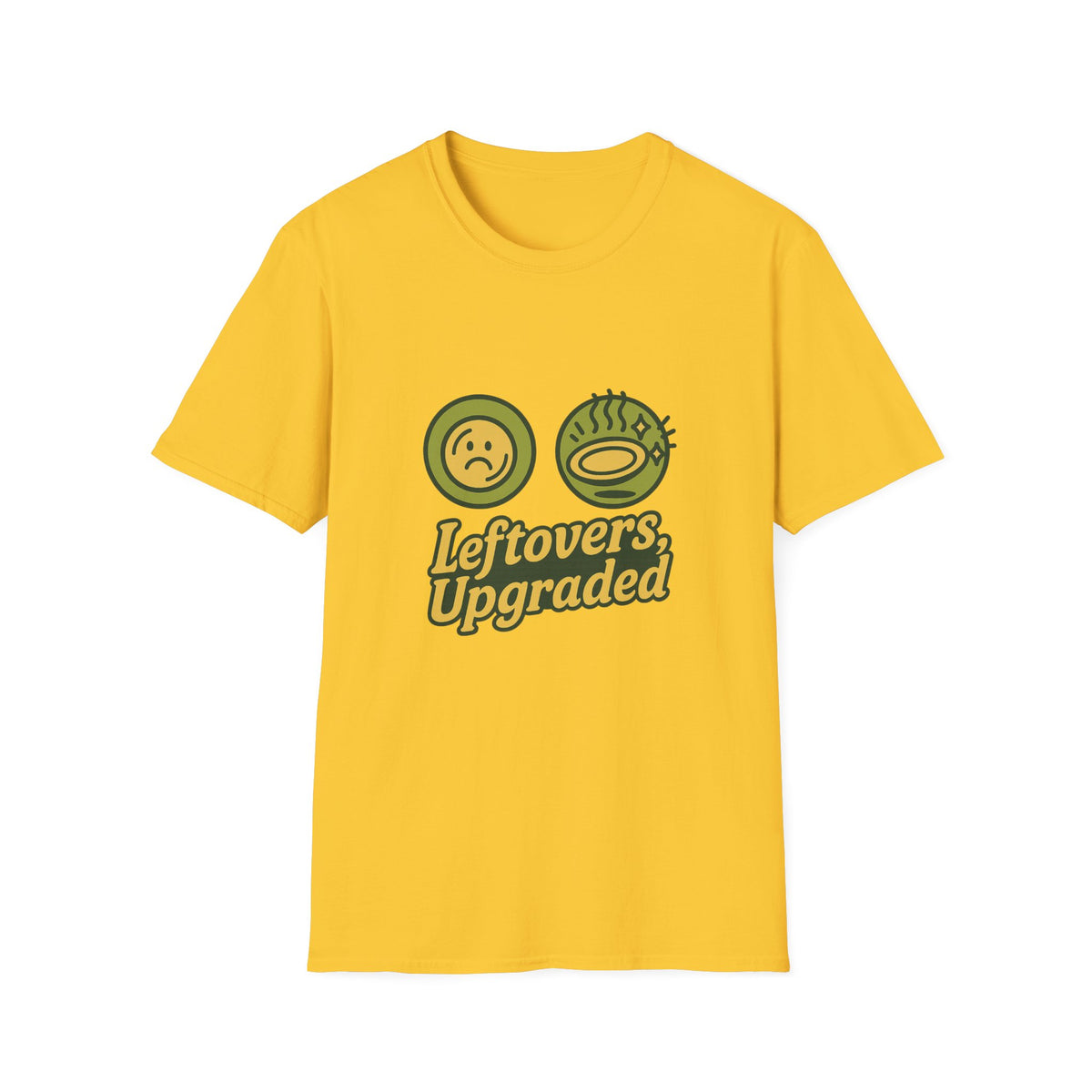 Leftovers Upgraded T-Shirt — Funny Foodie Tee with Soup & Smiley Icons - Trending Now - September 2026