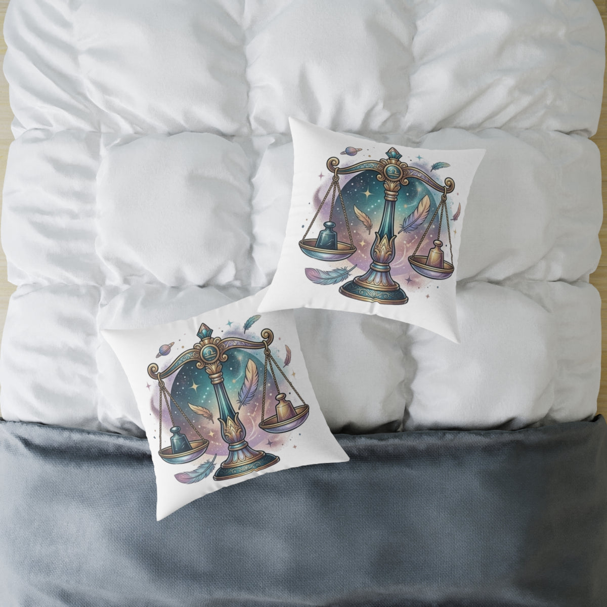 Balance Libra Zodiac Pillow  Astrological Square Poly Canvas Pillow