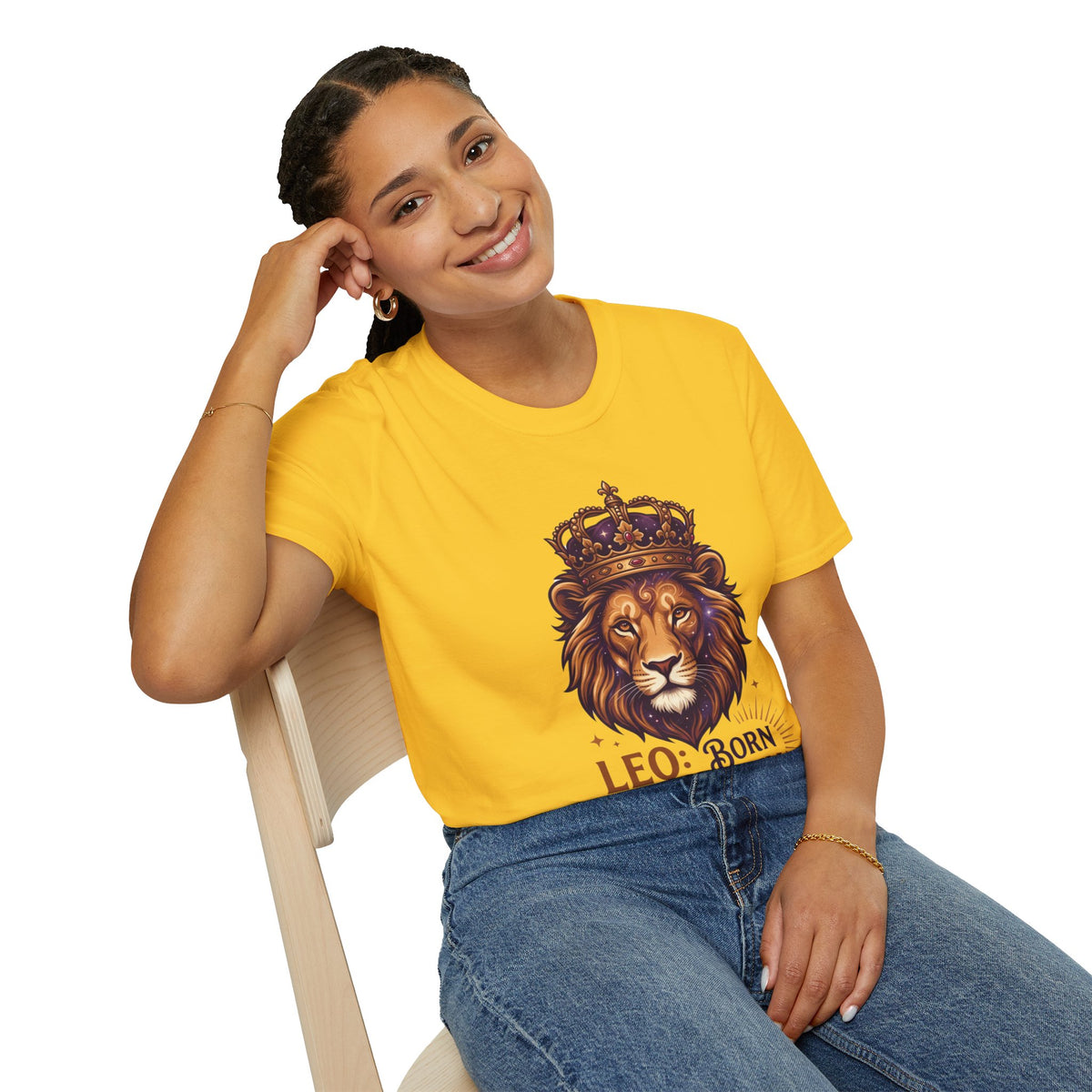 Leo Zodiac Lion T-Shirt — "Born with a Crown in My Soul" Zodiac Graphic Tee