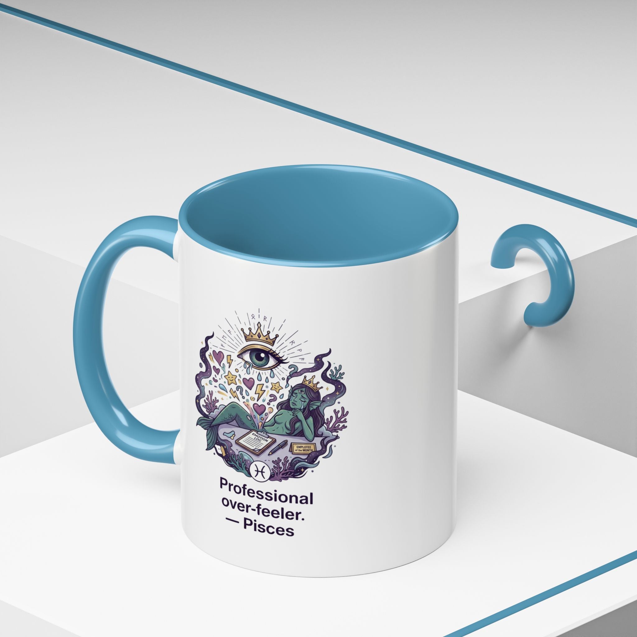 Pisces Coffee Mug — "Professional Over-feeler" Zodiac Accent Mug (11/15oz)