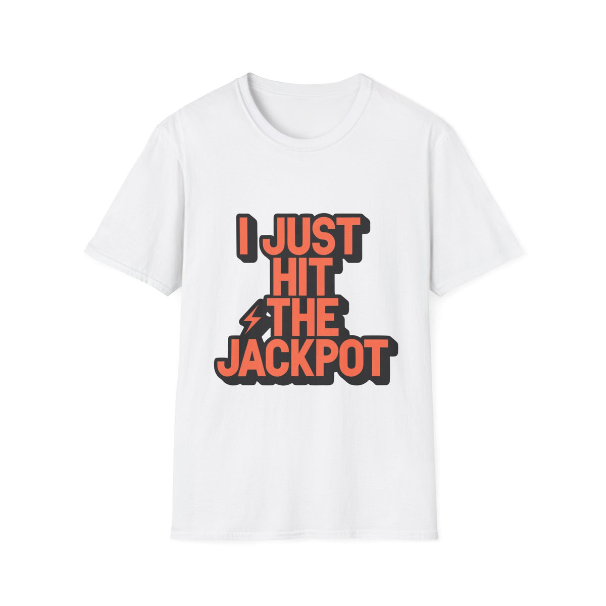 "I Just Hit The Jackpot" Retro Bubble Font Tee | Red Orange Graphic T-Shirt - Trending Now - September 2026