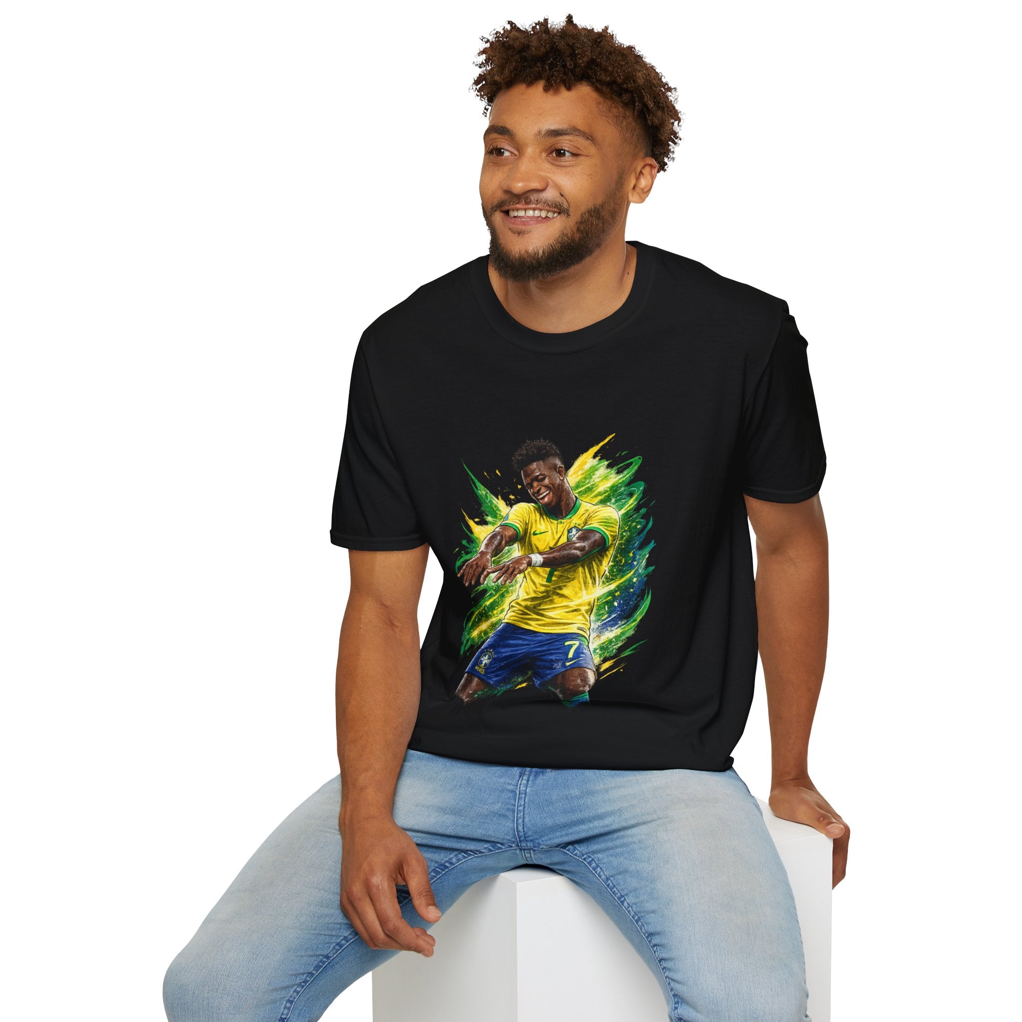 Brazil  Soccer Celebration T-Shirt — Brazilian Football Player Artwork