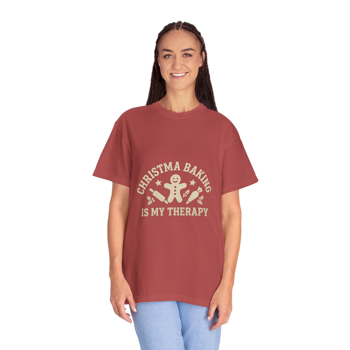 Christmas Baking T-Shirt — "Christmas Baking Is My Therapy" Gingerbread Holiday Tee- Trending Now - October 2026