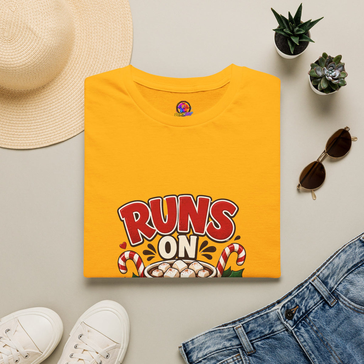 T-Shirt — Runs On Cocoa Holiday Graphic Tee