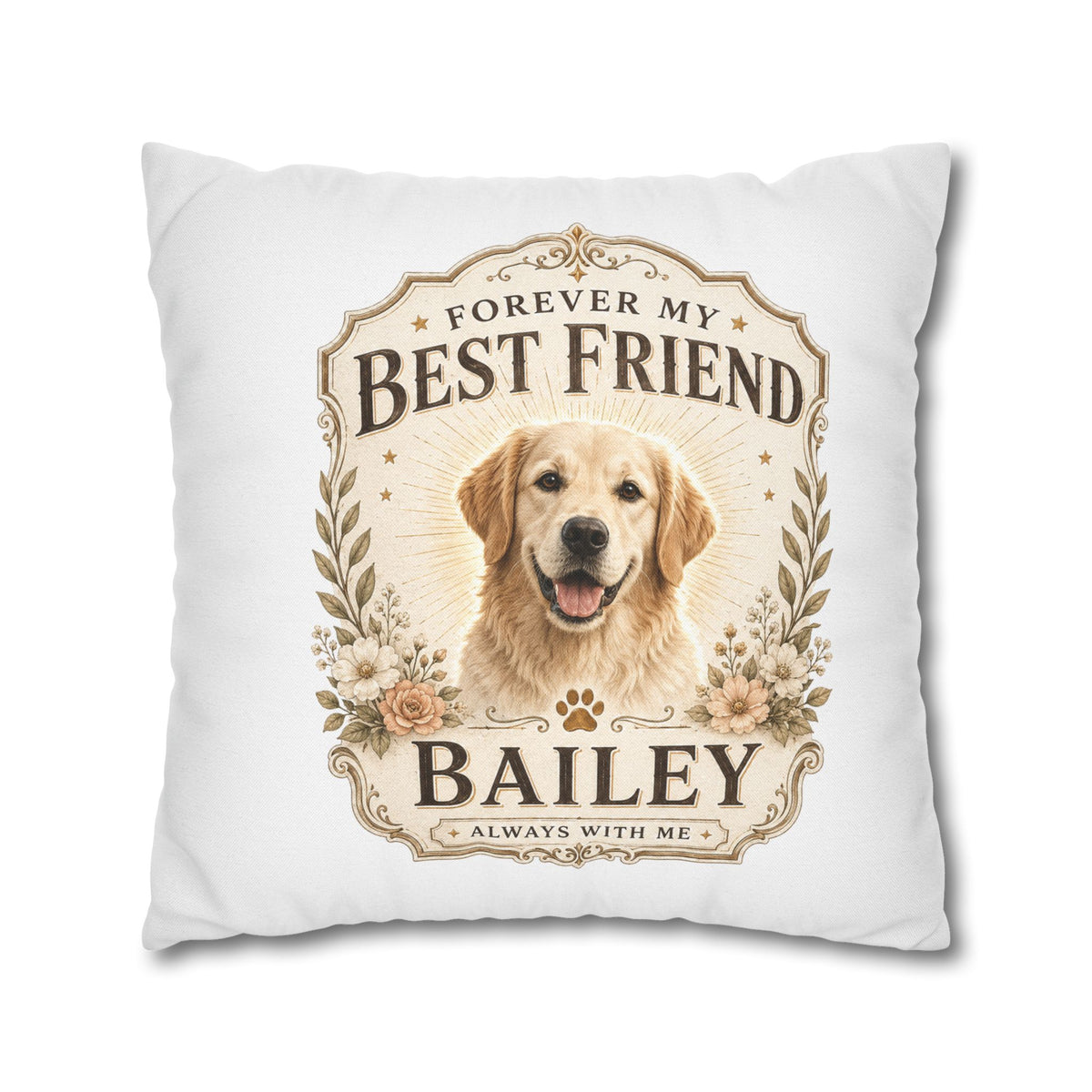 Personalized Dog Pillowcase  Milo Bailey Dog Dad Mom— "Forever My Best Friend" Custom Pet Name Cushion Cover