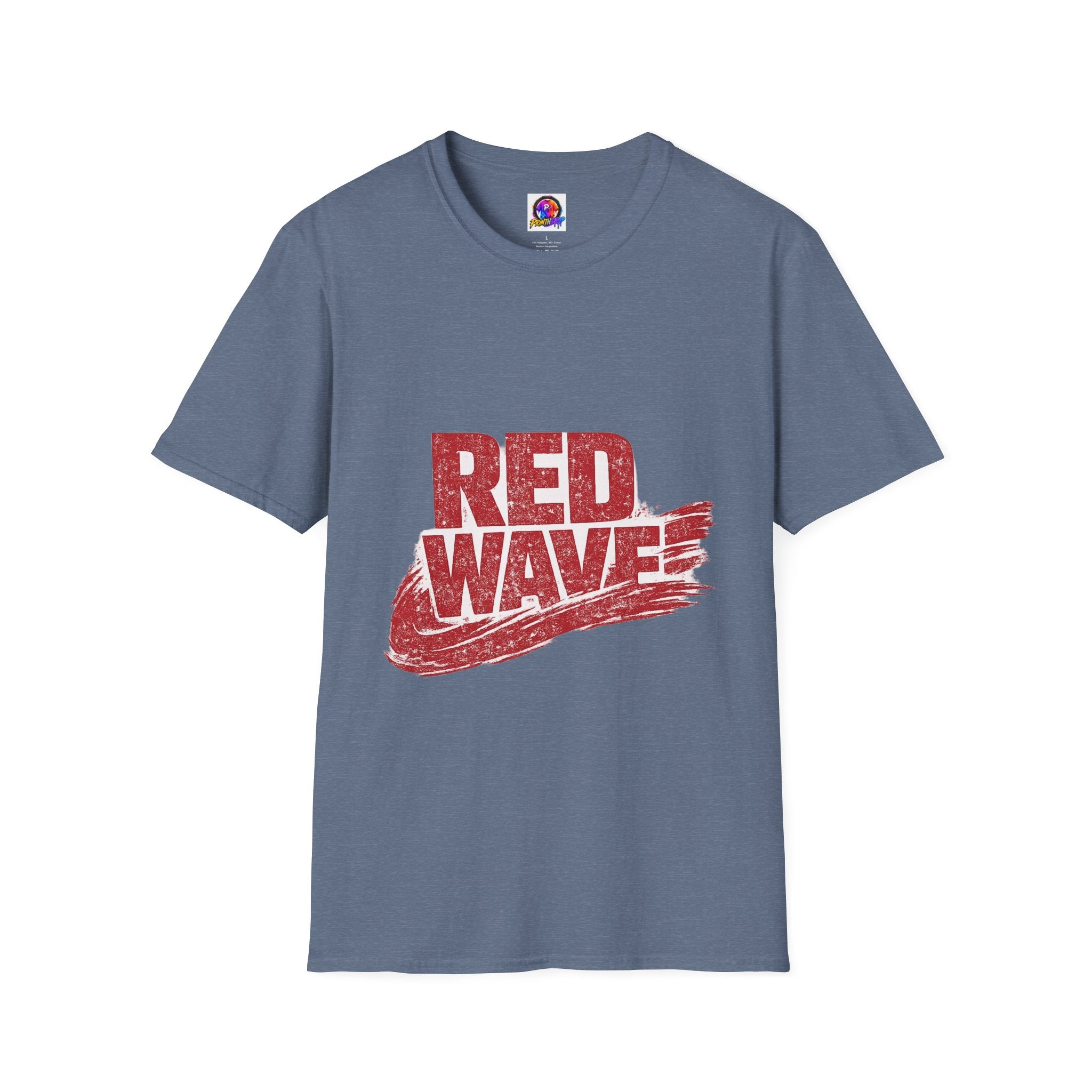 South Korea Red Wave Graphic T‑Shirt — Vintage Distressed Logo Tee