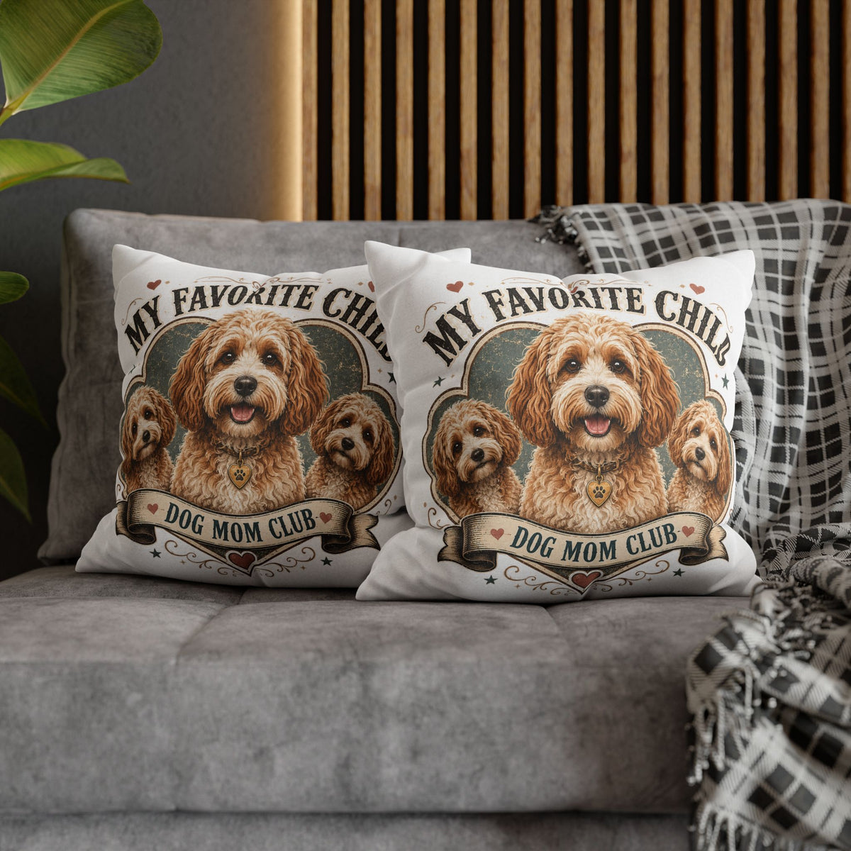 My Favorite Child Dog Mom Club Pillowcase  Milo Bailey Dog Dad Mom— Cute Doodle Pet Throw Pillow Cover