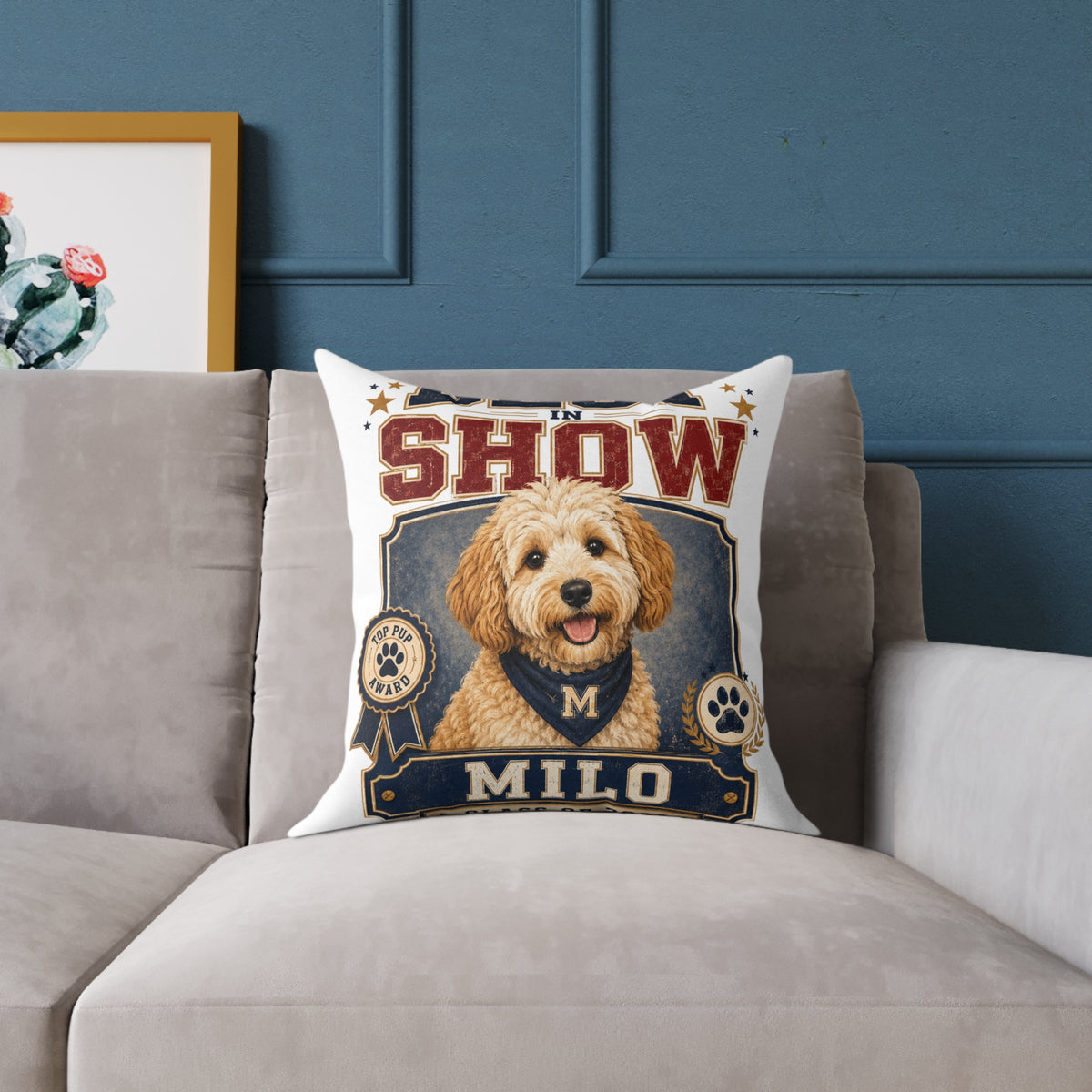 Best in Show Dog Pillow — Milo Bailey Dog Dad Mom  Personalized Milo Decorative Throw Pillow