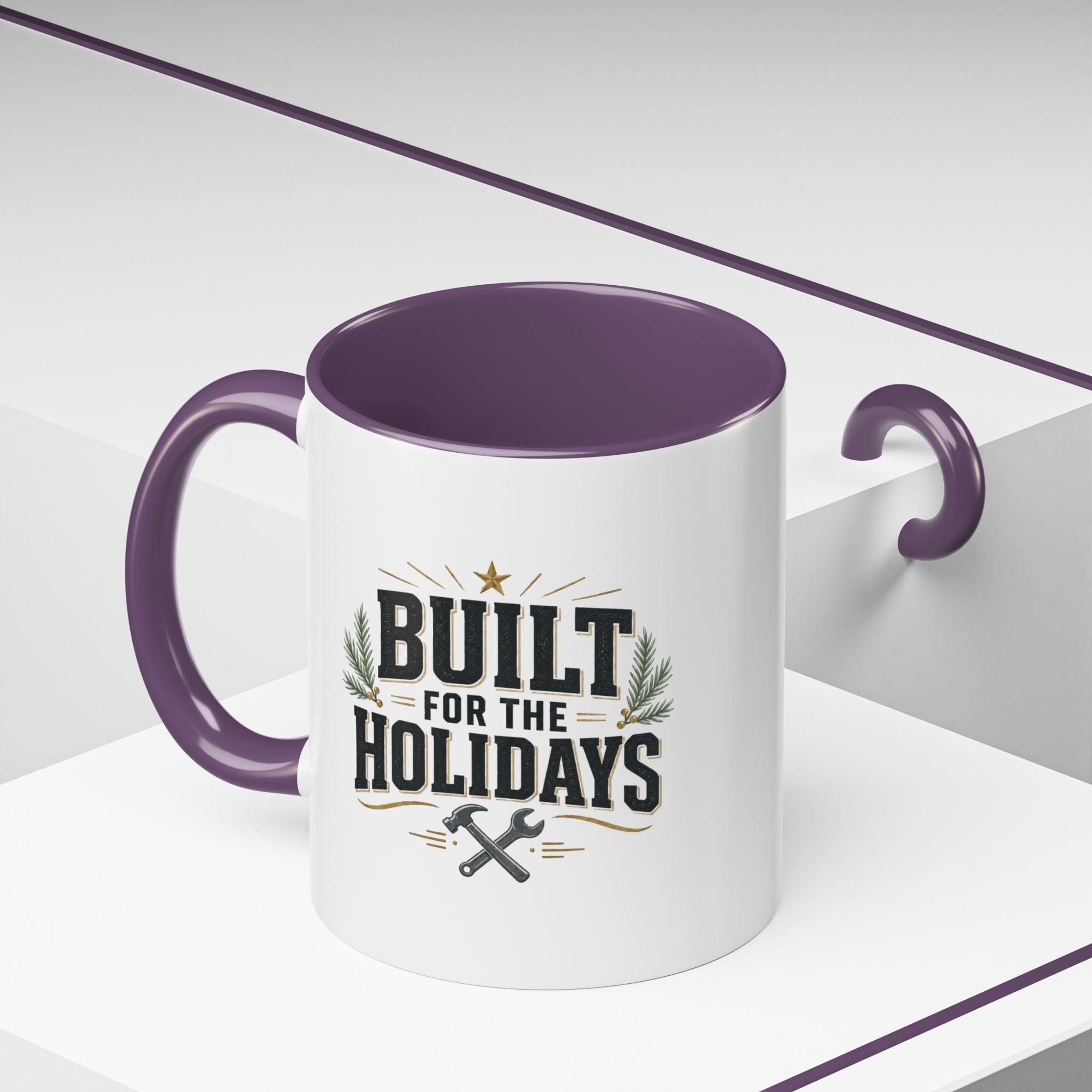 Christmas Built for the Holidays Accent Coffee Mug – Holiday Workshop Coffee Cup