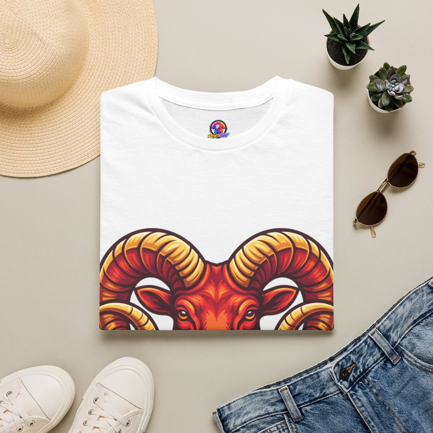Ram Skull T-Shirt — Bold Goat Horn Graphic Tee (Aries/Zodiac)