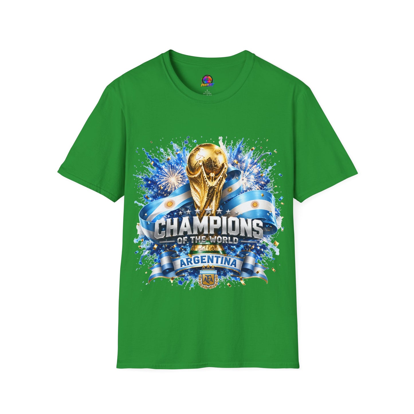 Argentina World Cup Champions T-Shirt — Gold Trophy Celebration Tee