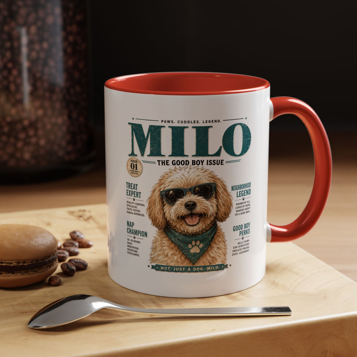 Milo Bailey Dog Dad Mom Milo Magazine-Style Accent Coffee Mug — Cute Dog Portrait