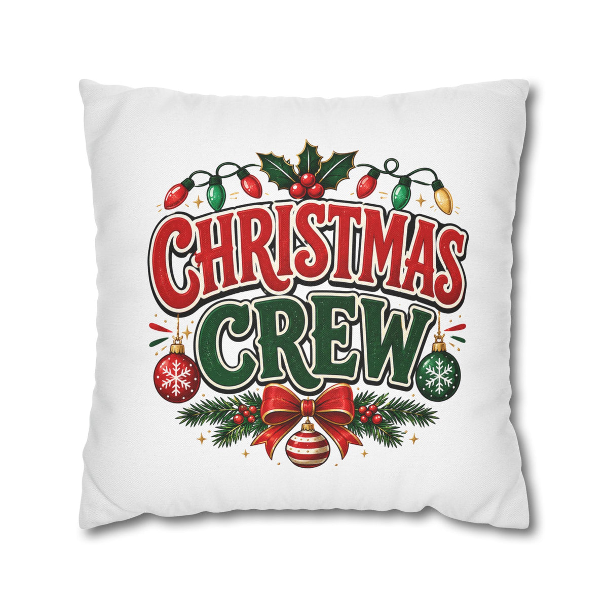 Christmas Crew Holiday Throw Pillowcase — Festive Decorative Cushion Cover