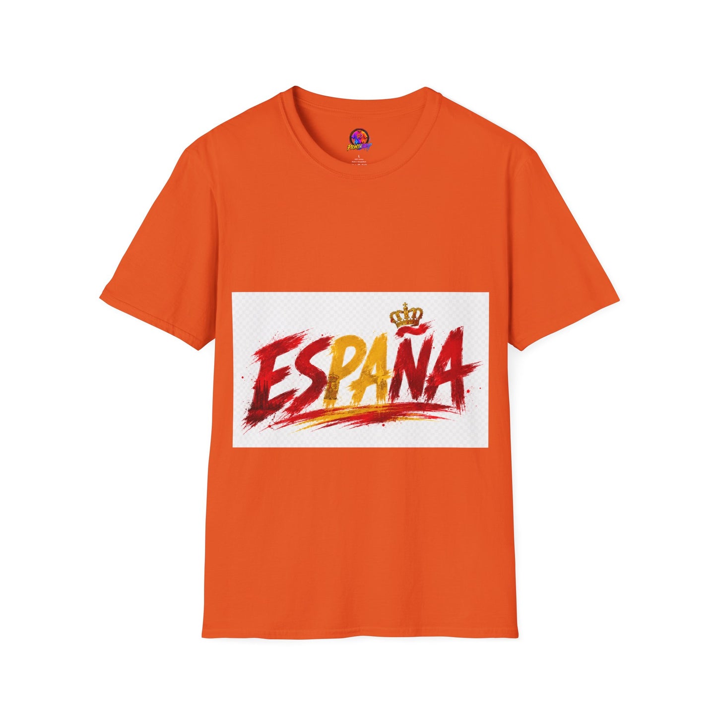 Spain  Graphic T-Shirt — Spanish Flag Brushstroke Design with Crown