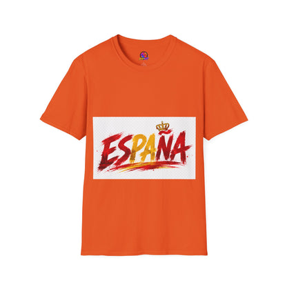 Spain  Graphic T-Shirt — Spanish Flag Brushstroke Design with Crown