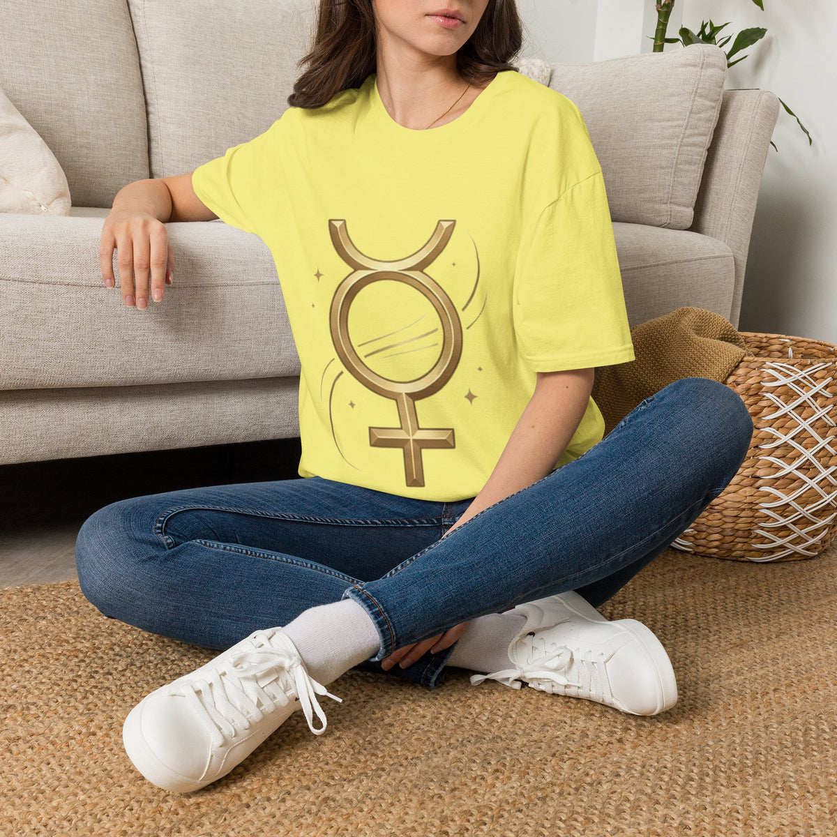 Virgo Zodiac  Mercury Astrology T-Shirt — Gold  Symbol Zodiac Tee