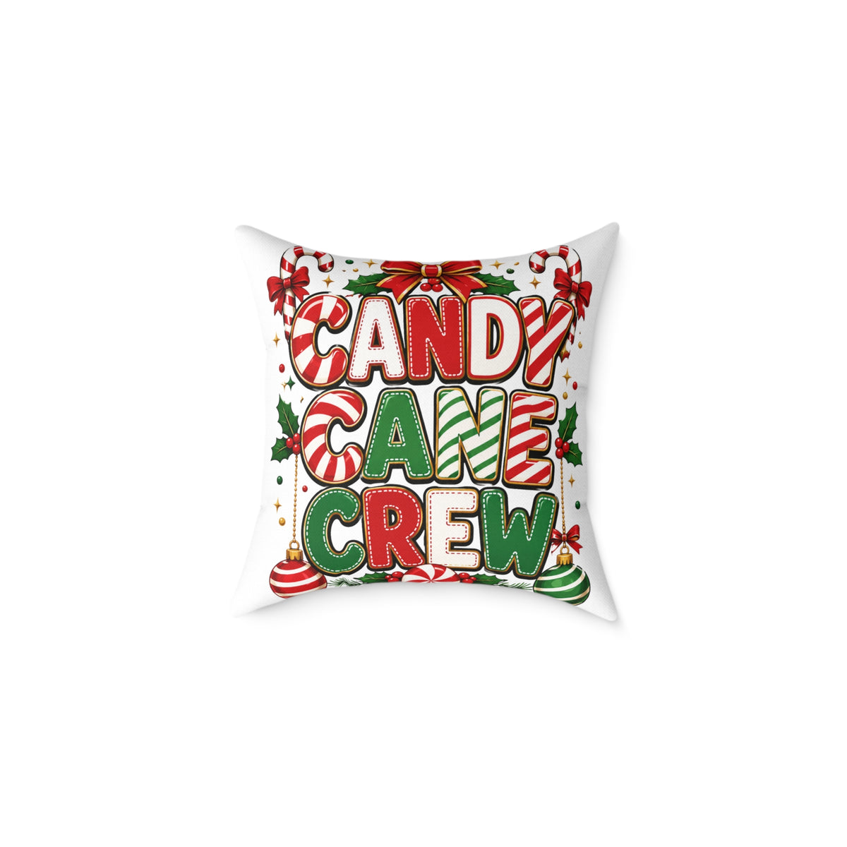 Christmas Candy Cane Crew Square Poly Canvas Pillow