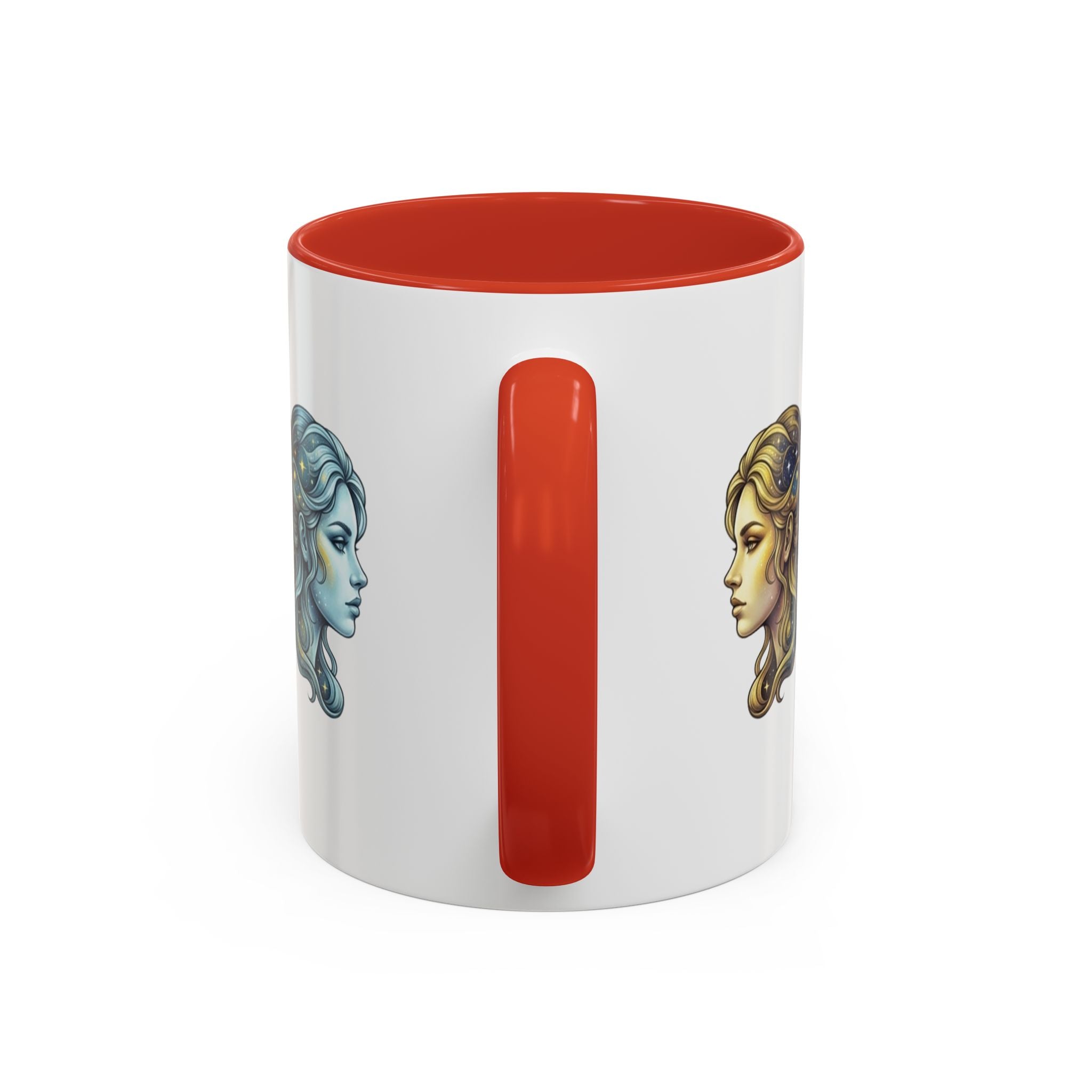 Gemini Zodiac Accent Coffee Mug — Dual Faces Astrology Design