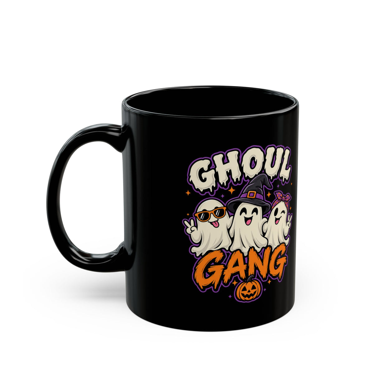 Ghoul Gang Halloween Mug — Cute Ghosts Graphic Coffee Cup (11oz & 15oz)