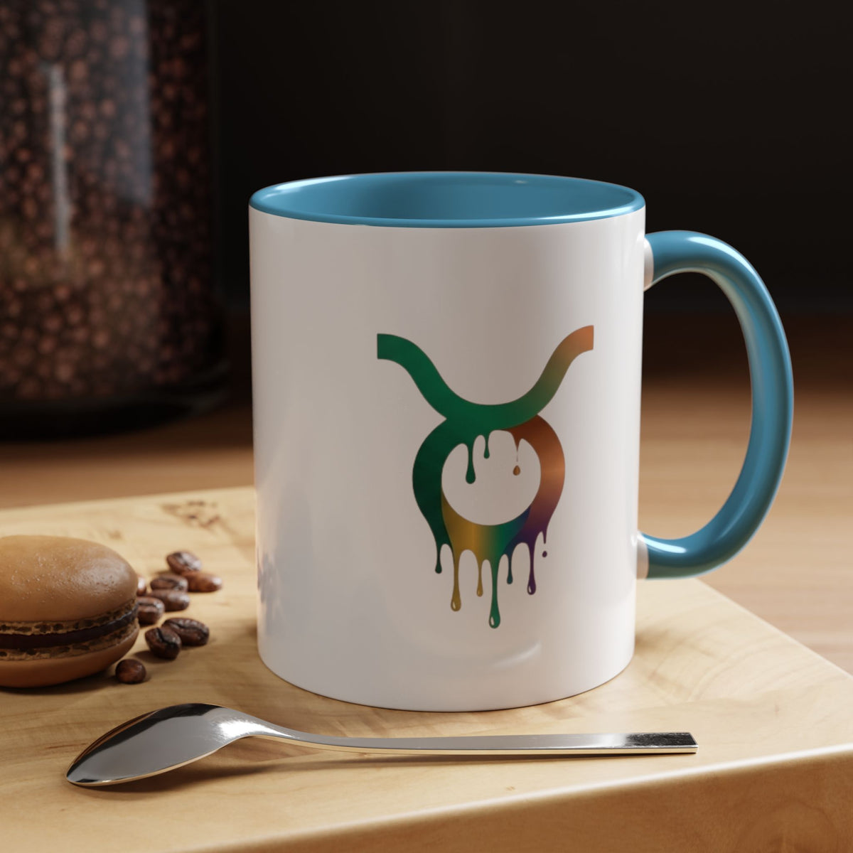 Taurus Drip Zodiac Coffee Mug — Colorful Taurus Symbol Accent Mug