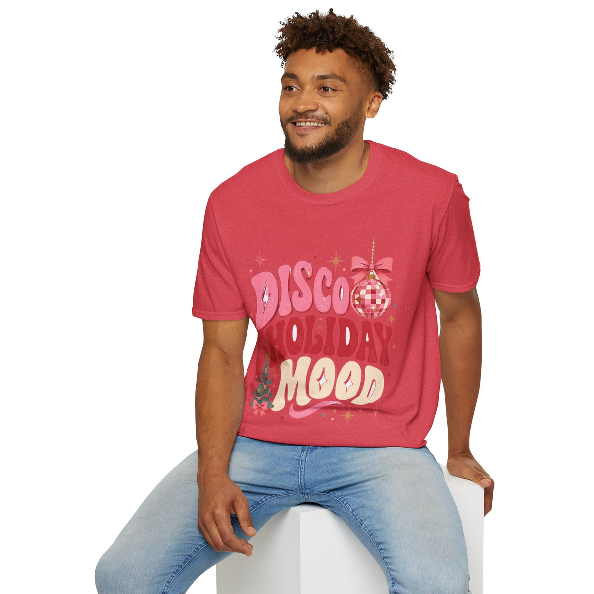 Disco Holiday T-Shirt — Retro Pink Disco Ball Christmas Tee