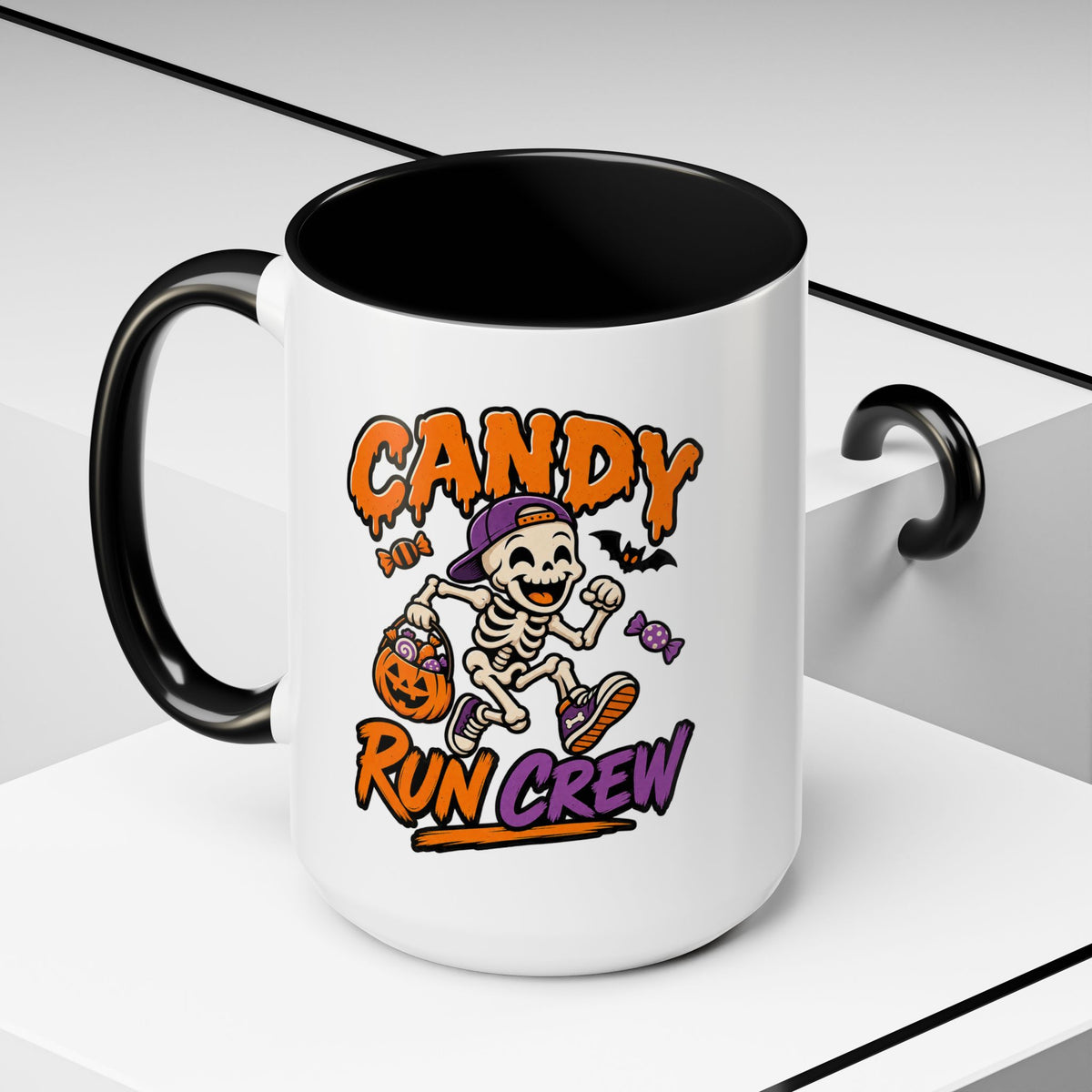 Candy Run Crew Coffee Mug — Halloween Skeleton Trick-or-Treat Accent Mug (11/15oz)