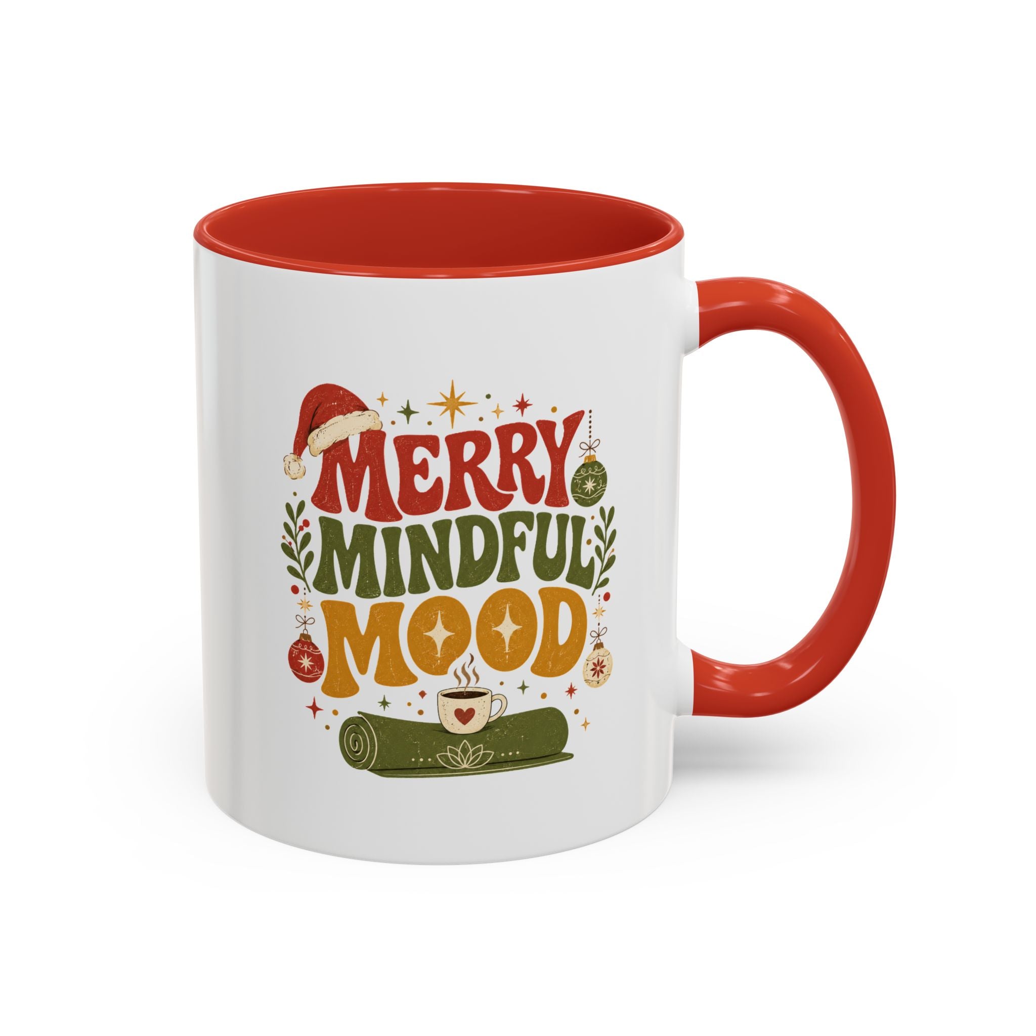 Modern Day Christmas Merry Mindful Mood Coffee Mug — Holiday Yoga & Relaxation Gift