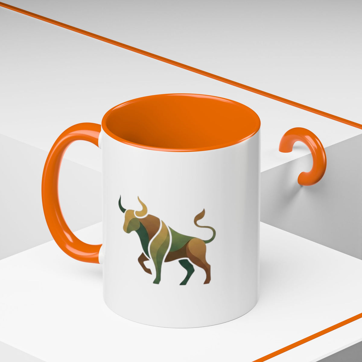 Taurus Geometric Bull Accent Coffee Mug — Taurus Zodiac Gift