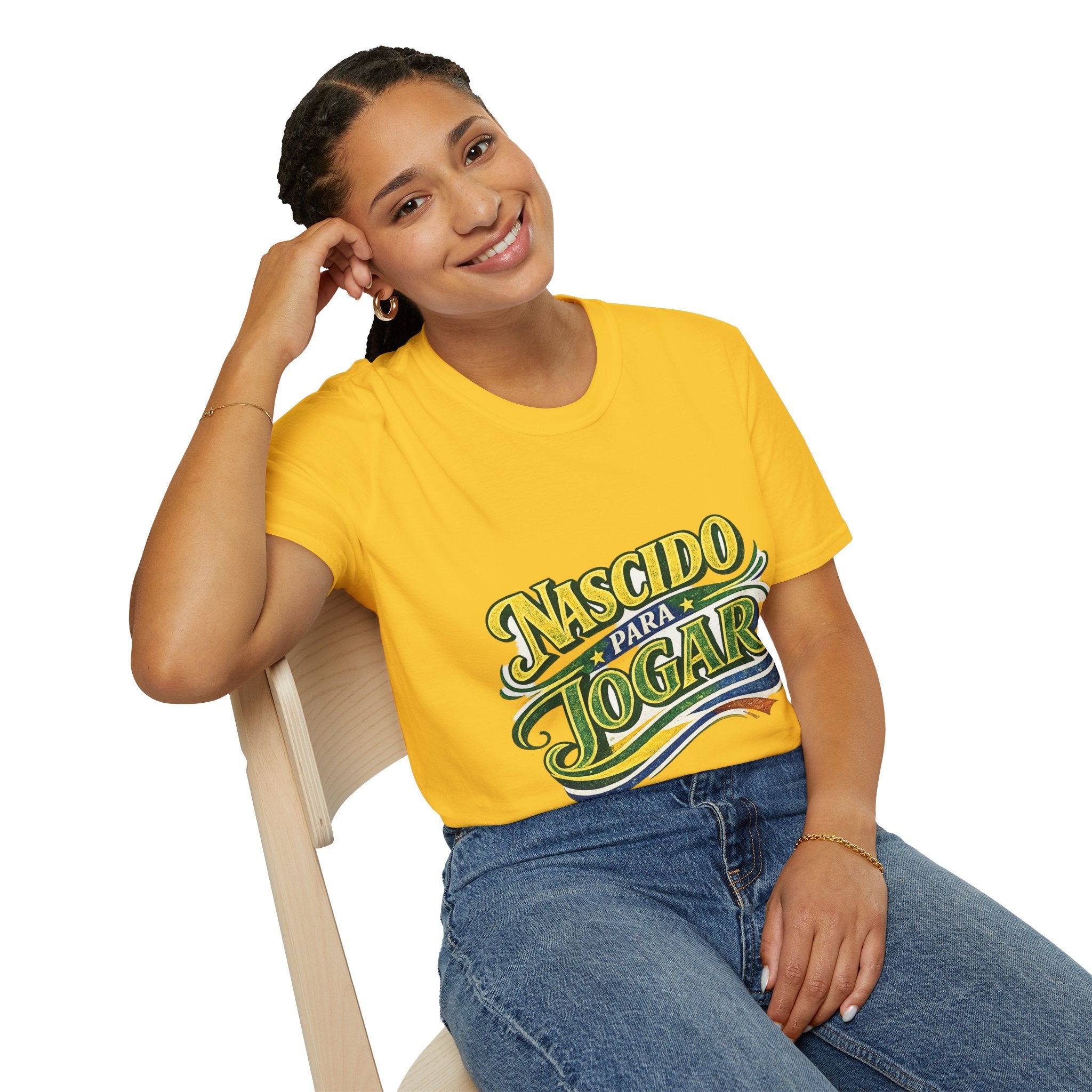 Brazil T‑Shirt — Nascido Para Jogar Vintage Brazilian Soccer Graphic Tee