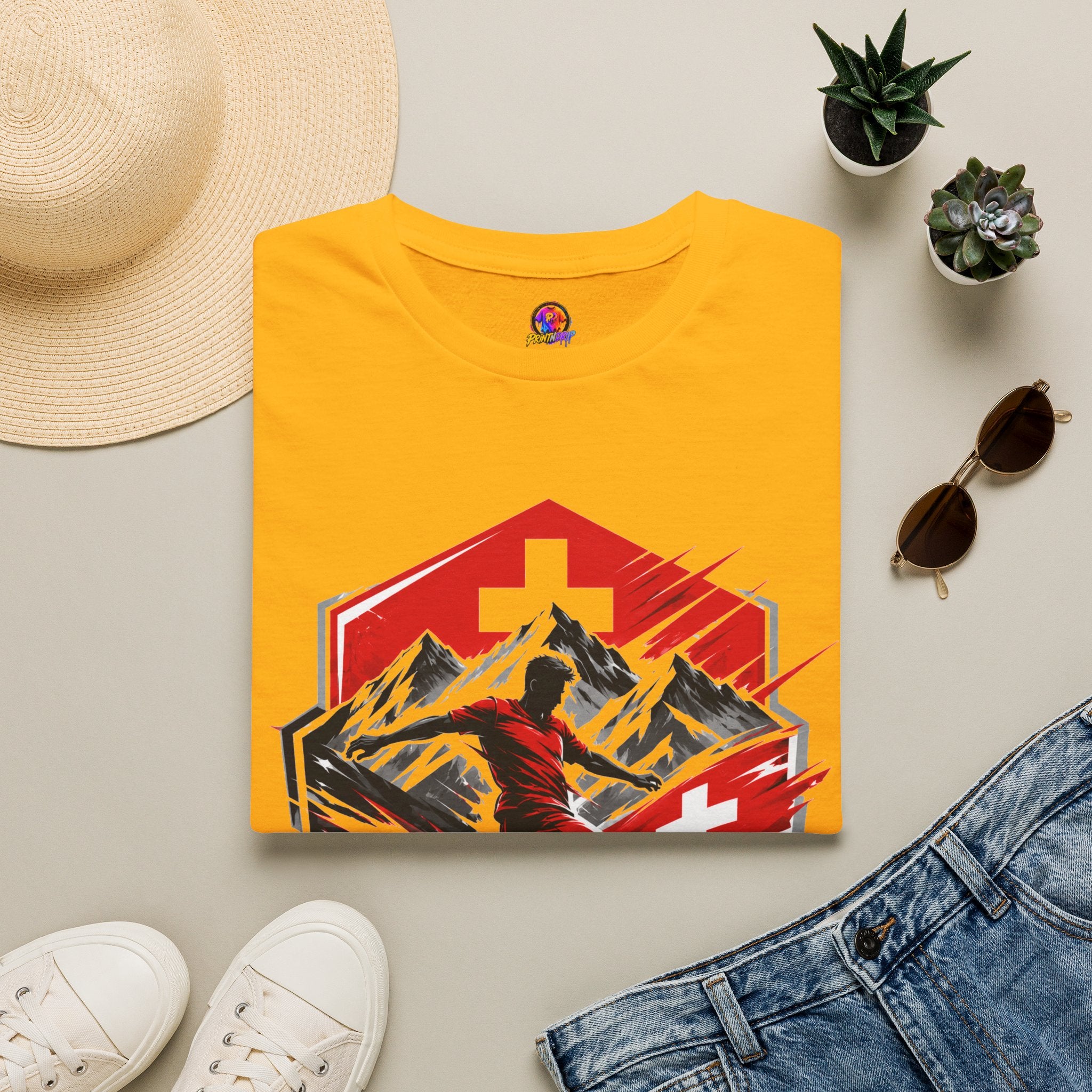 Switzerland Alpine Strike T‑Shirt – Swiss Mountain Ski & Snowboard Graphic