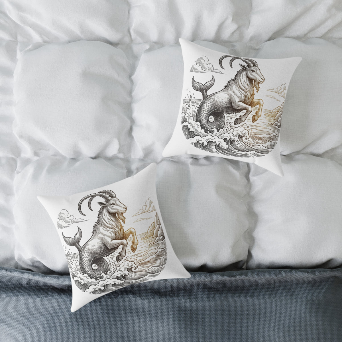 Capricorn Sea-Goat Decorative Pillow — Zodiac Mythology Throw Pillow