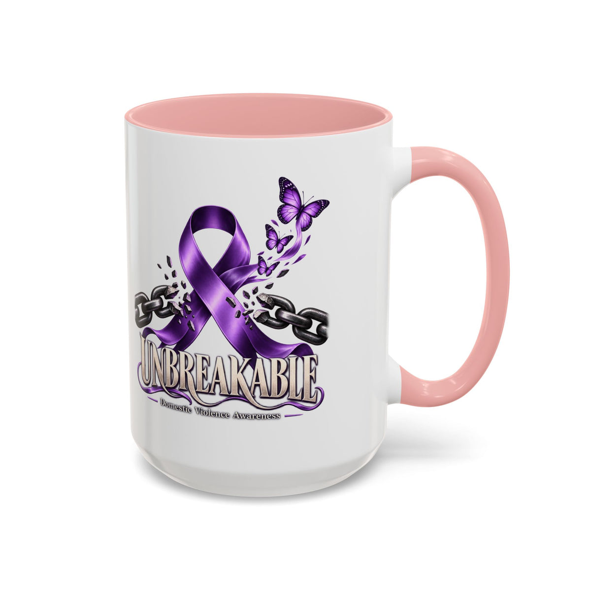 Unbreakable Purple Ribbon Coffee Mug —Domestic Violence Awareness Support Accent Mug