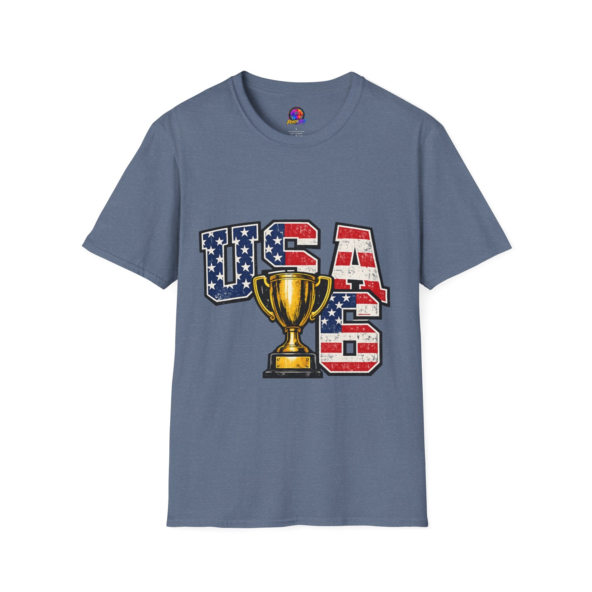 USA Trophy T-Shirt — Patriotic American Flag Graphic Tee