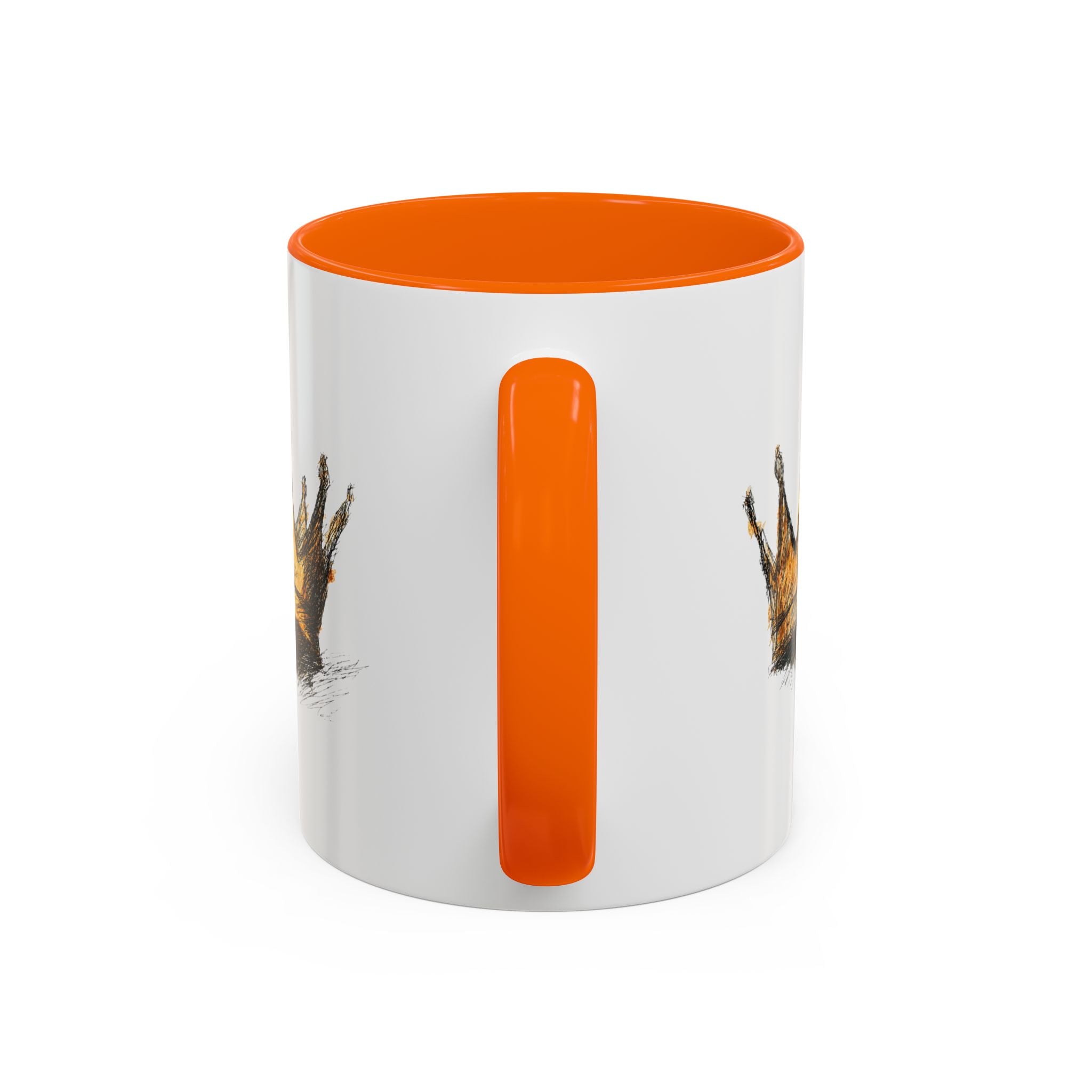 Royal Crown Accent Coffee Mug — Hand-Sketched Gold Crown Design