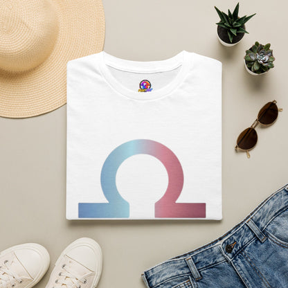Omega Symbol T-Shirt — Pastel Gradient Drip Design