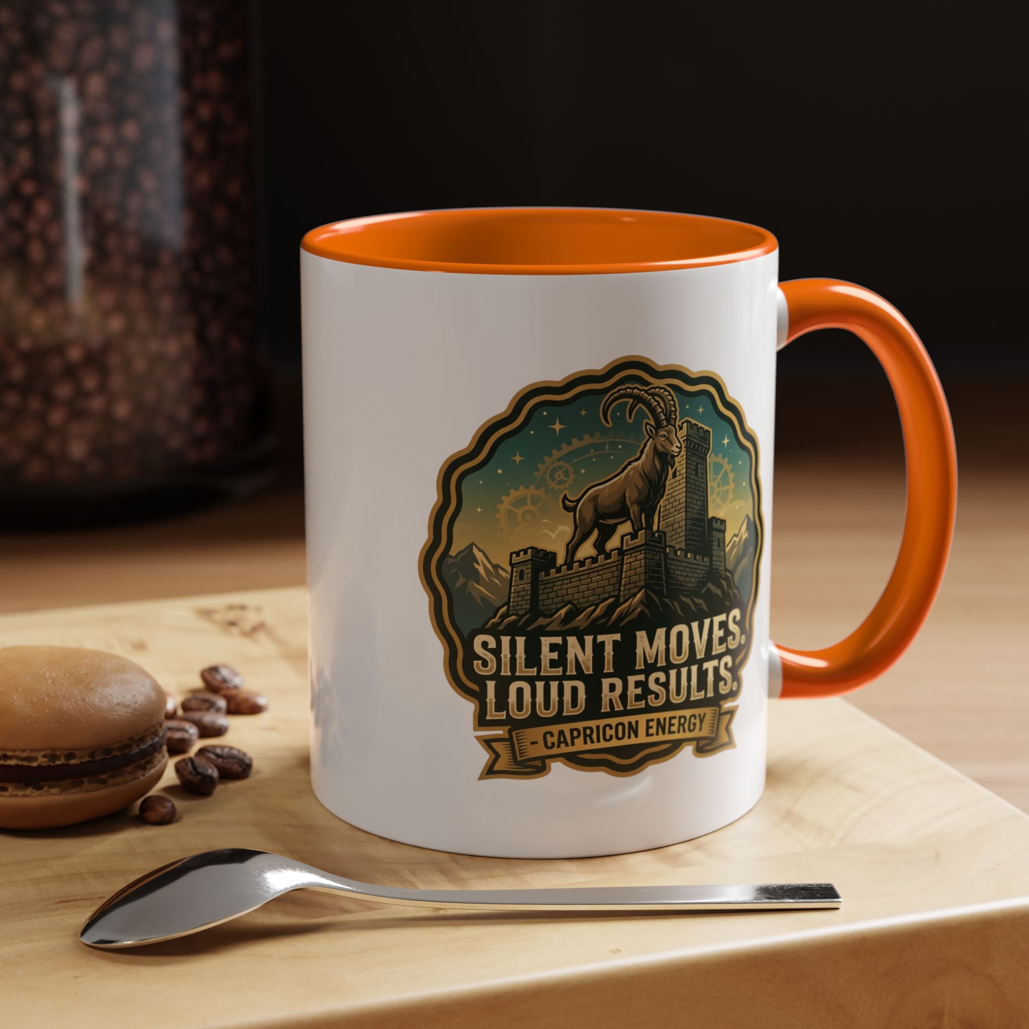 Capricorn Coffee Mug - "Silent Moves. Loud Results." Zodiac Goat Accent Mug