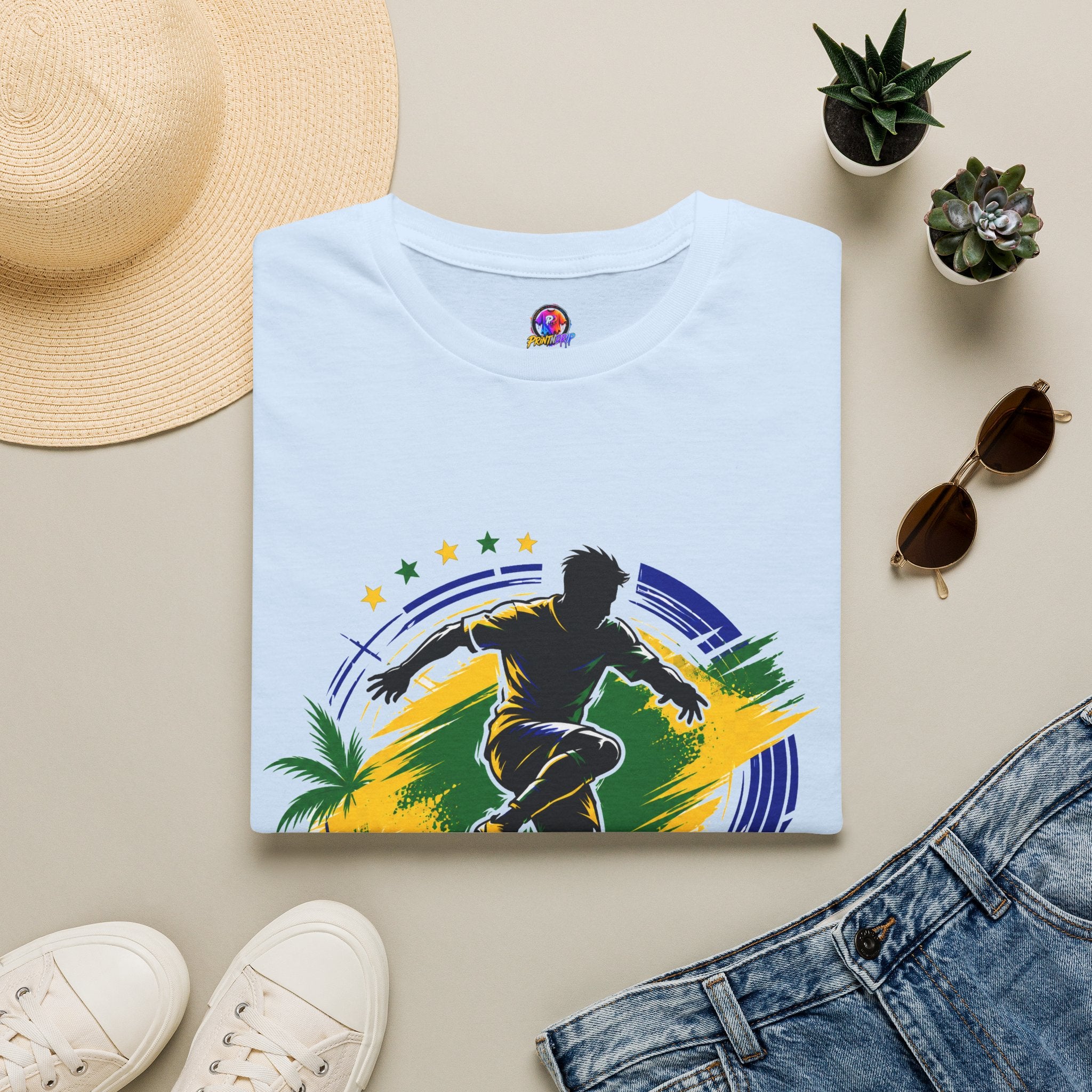 Brazil  Samba Strike Soccer T-Shirt — Brazilian Football Player Graphic Tee