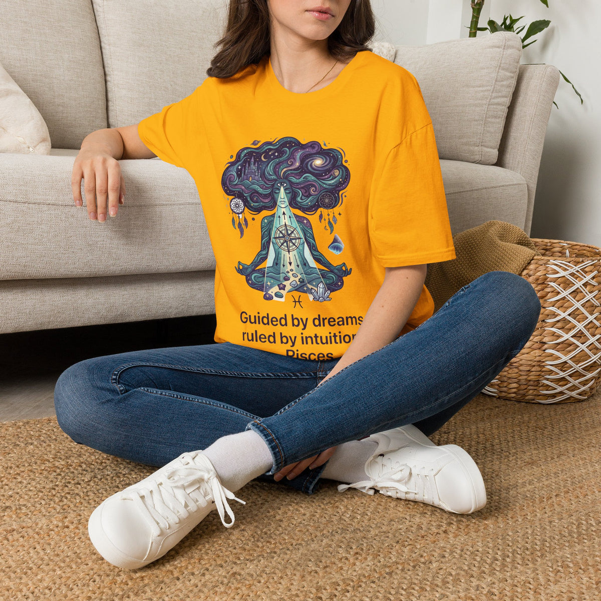 Pisces Zodiac Meditative Pisces T‑Shirt — 'Guided by dreams, ruled by intuition' Zodiac Tee