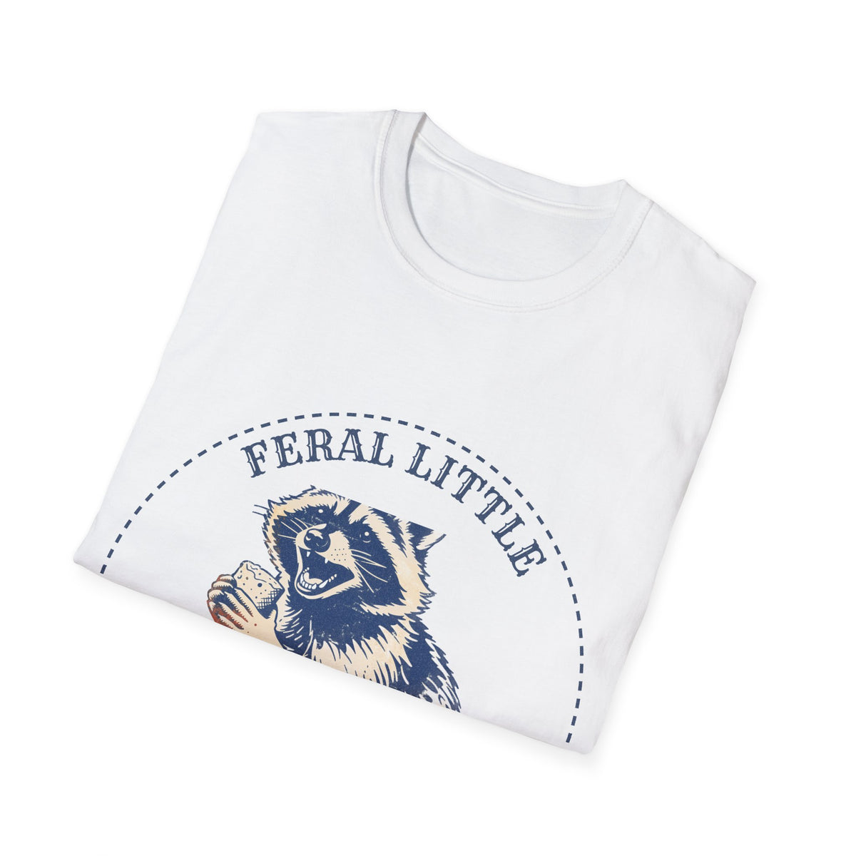 "Feral Little Treat Energy" Raccoon Graphic Tee - Funny Trash Panda Meme White T-Shirt - Trending Now - September 2026