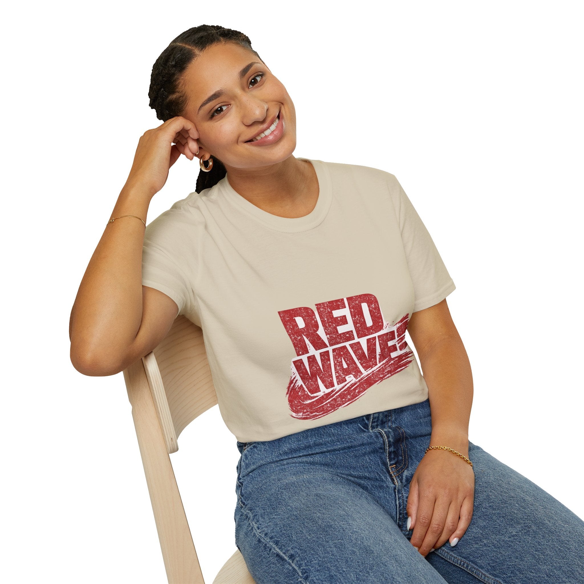 South Korea Red Wave Graphic T‑Shirt — Vintage Distressed Logo Tee